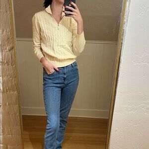 100% Cotton Karen Scott off white pull over quarter zip